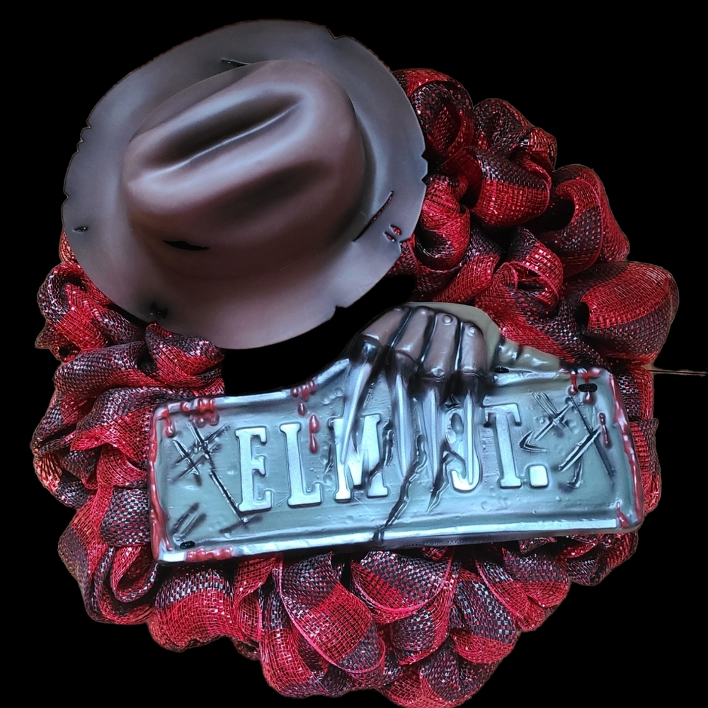 FREDDY KRUGER NIGHTMARE ON ELM ST HALLOWEEN WREATH - Picture 1 of 3